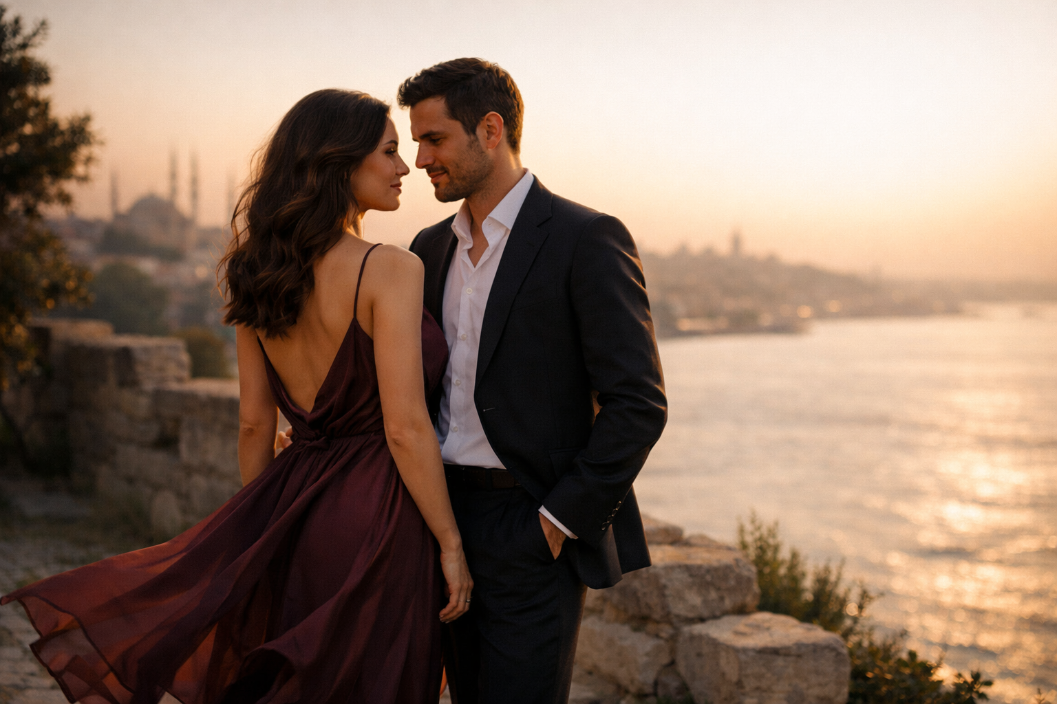 Gun batiminda cift fotograf cekimi